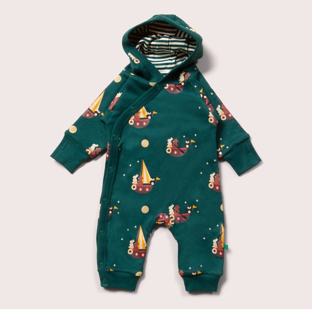 Little Green Radicals organic Snug As A Bug Suit bunting outerwear coverall